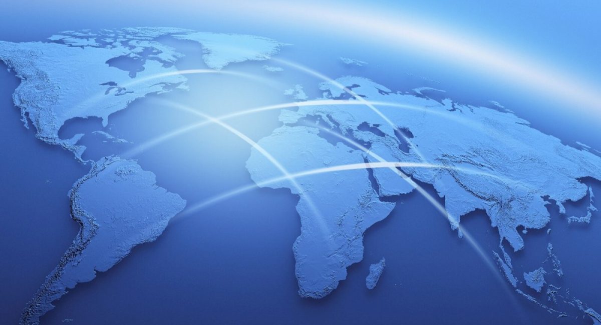 Blue World Map with connections